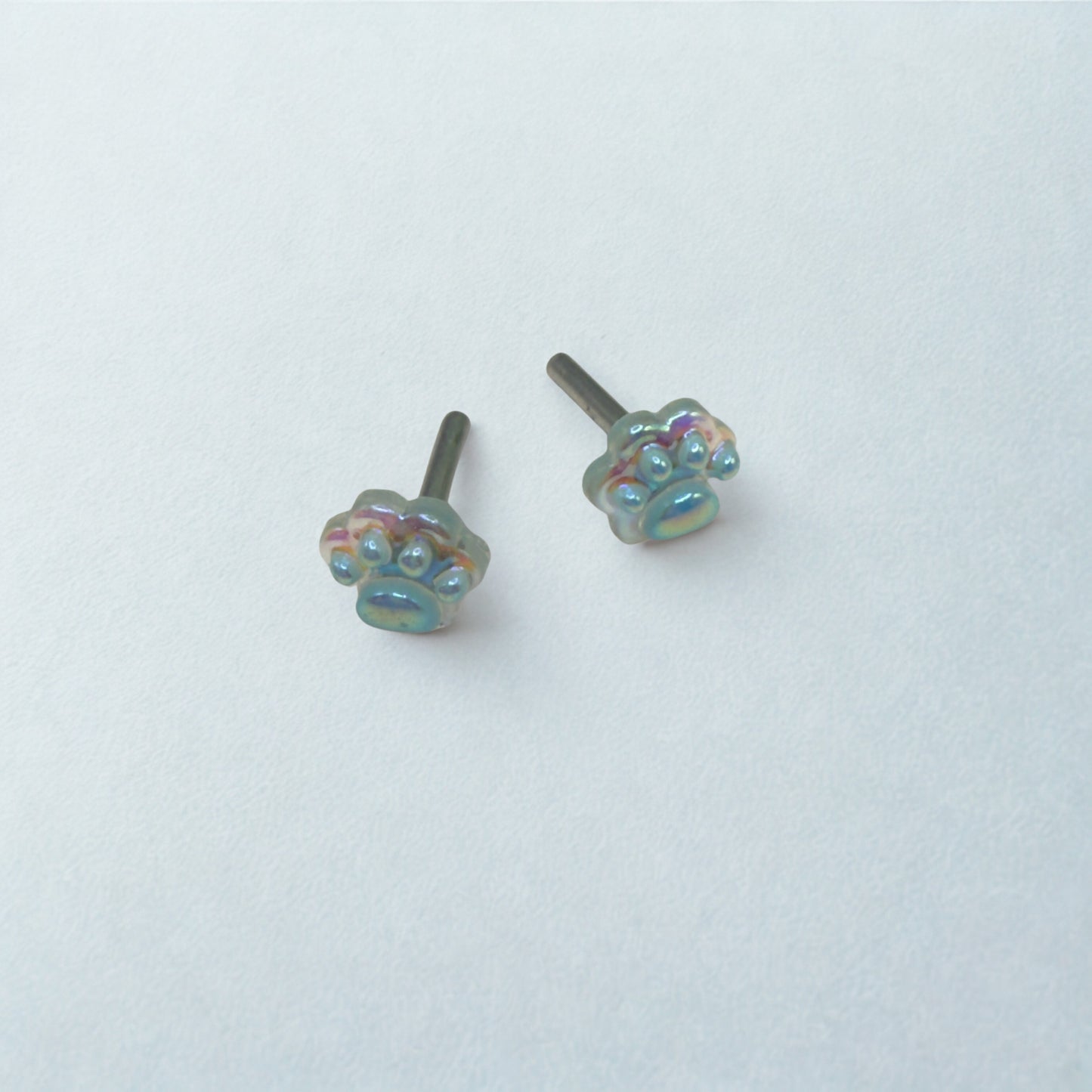Light Blue Paw Print Acrylic Post Doll Earrings • 2mm Post fit 18 Inch Fashion Doll