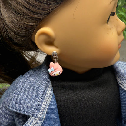 Pink Bunny Melody Sanrio Charm Doll Earring DANGLE ONLY • 18” Fashion Doll Jewelry