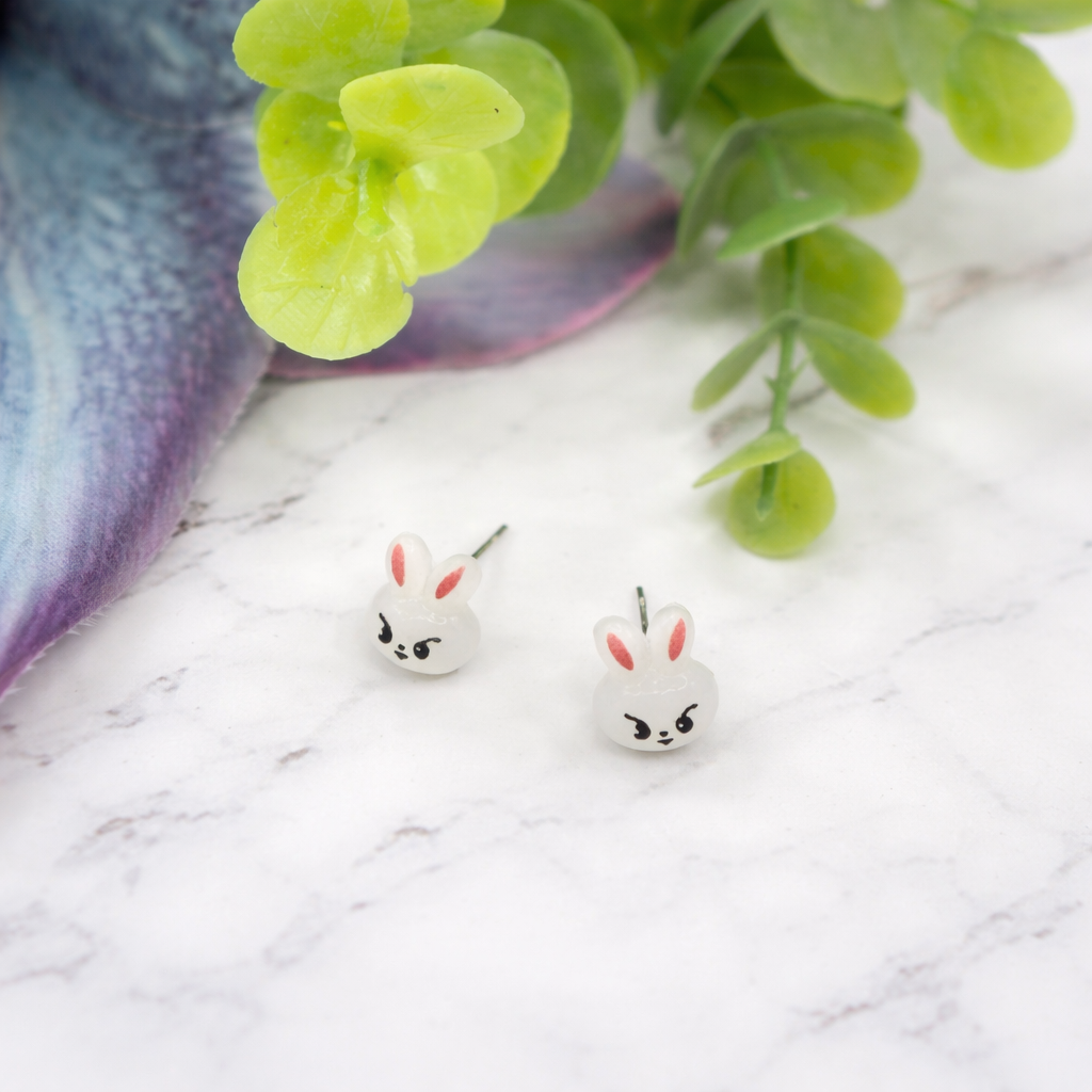 White Easter Bunny Post Doll Earrings • 18 Inch Fashion Doll Jewelry