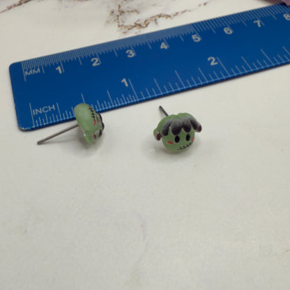 Frankenstein Monster Halloween Stud Doll Earrings • 18 Inch Fashion Doll Jewelry