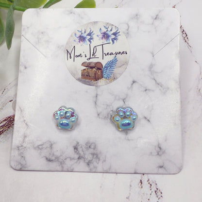 Light Blue Acrylic Paw Print Doll Earrings • 18 Inch Fashion Doll Jewelry