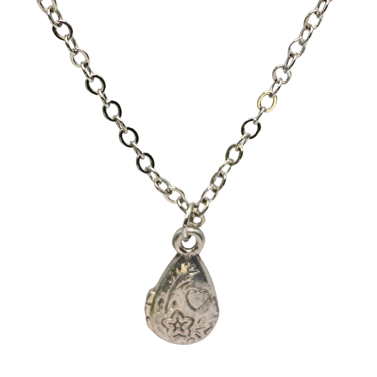 Teardrop Pendant Heart Flower Design Silver Doll Necklace • 18 Inch Fashion Doll Jewelry