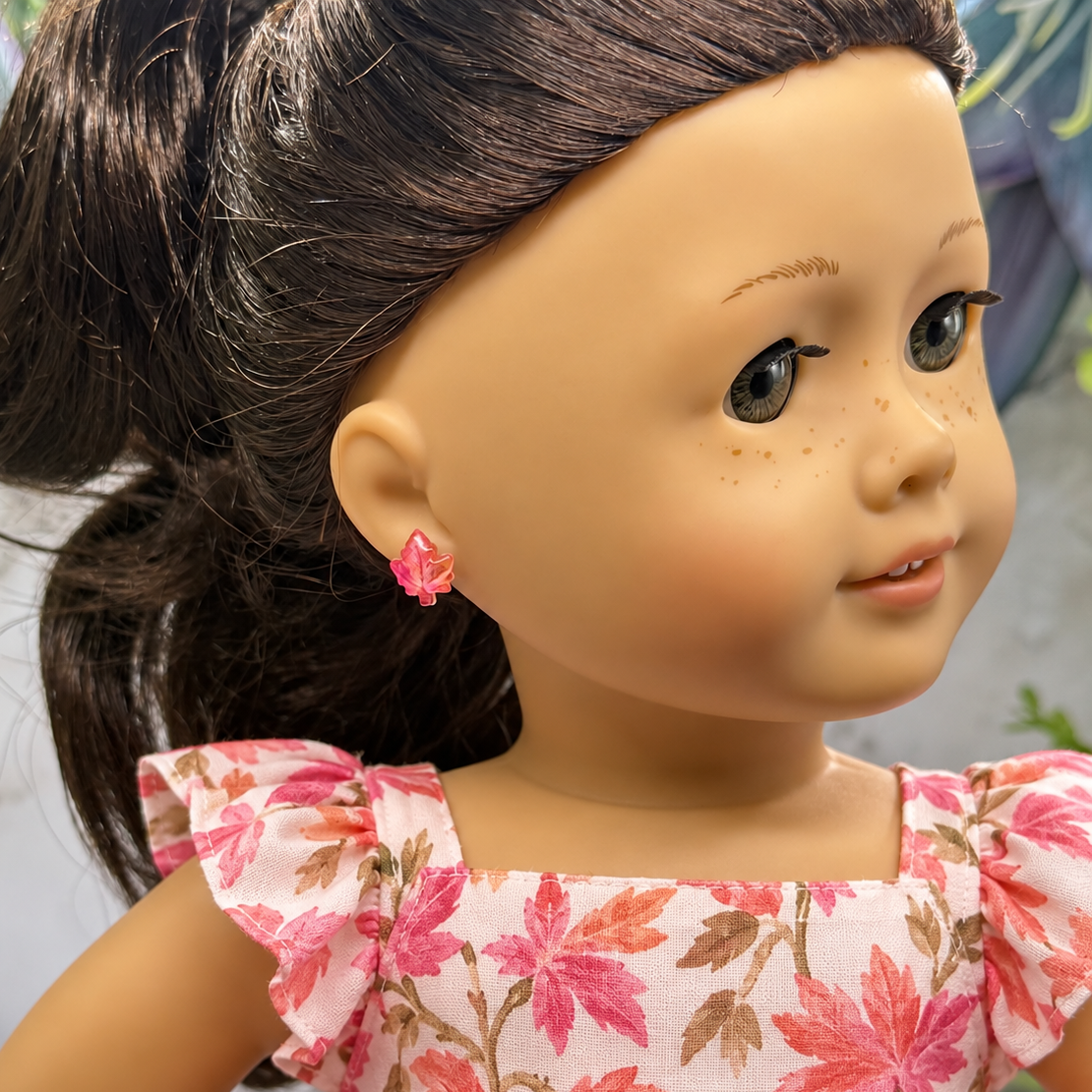 Fall Maple Leaf 2mm Post Doll Earrings | fits 18 Inch Fashion Doll • American Girl