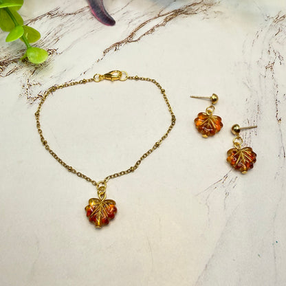 Autumn Fall Leaf Dangle Doll Necklace and Earrings Set | for 18 Inch Fashion Dolls