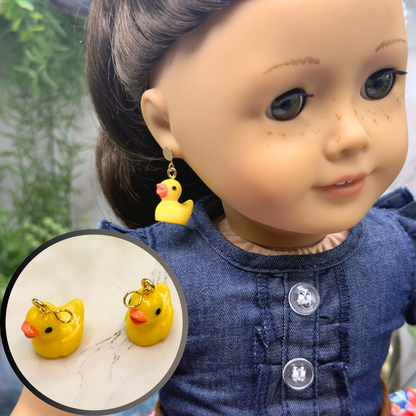 Whimsical Yellow Duck Duckies Doll Earring DANGLE ONLY • Fit 2mm Post Earrings •  18” Fashion Doll Jewelry