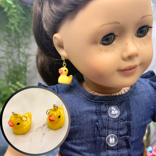 Whimsical Yellow Duck Duckies Doll Earring DANGLE ONLY • Fit 2mm Post Earrings •  18” Fashion Doll Jewelry