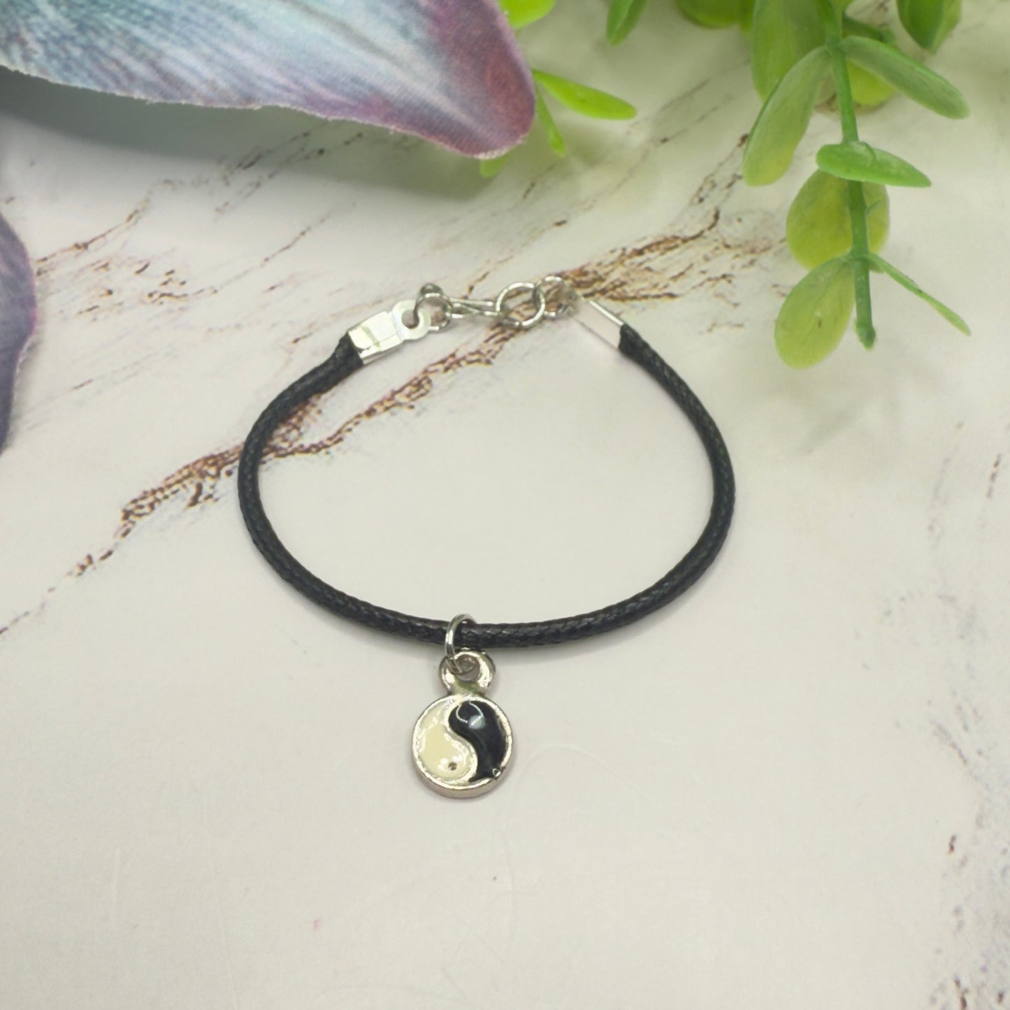 Yin-Yang Charm Black Nylon Cord Doll Necklace • 14 Inch Doll Jewelry