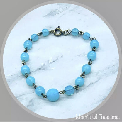 Turquoise Blue Glass Beaded Doll Necklace • 18 Inch Fashion Doll Jewelry