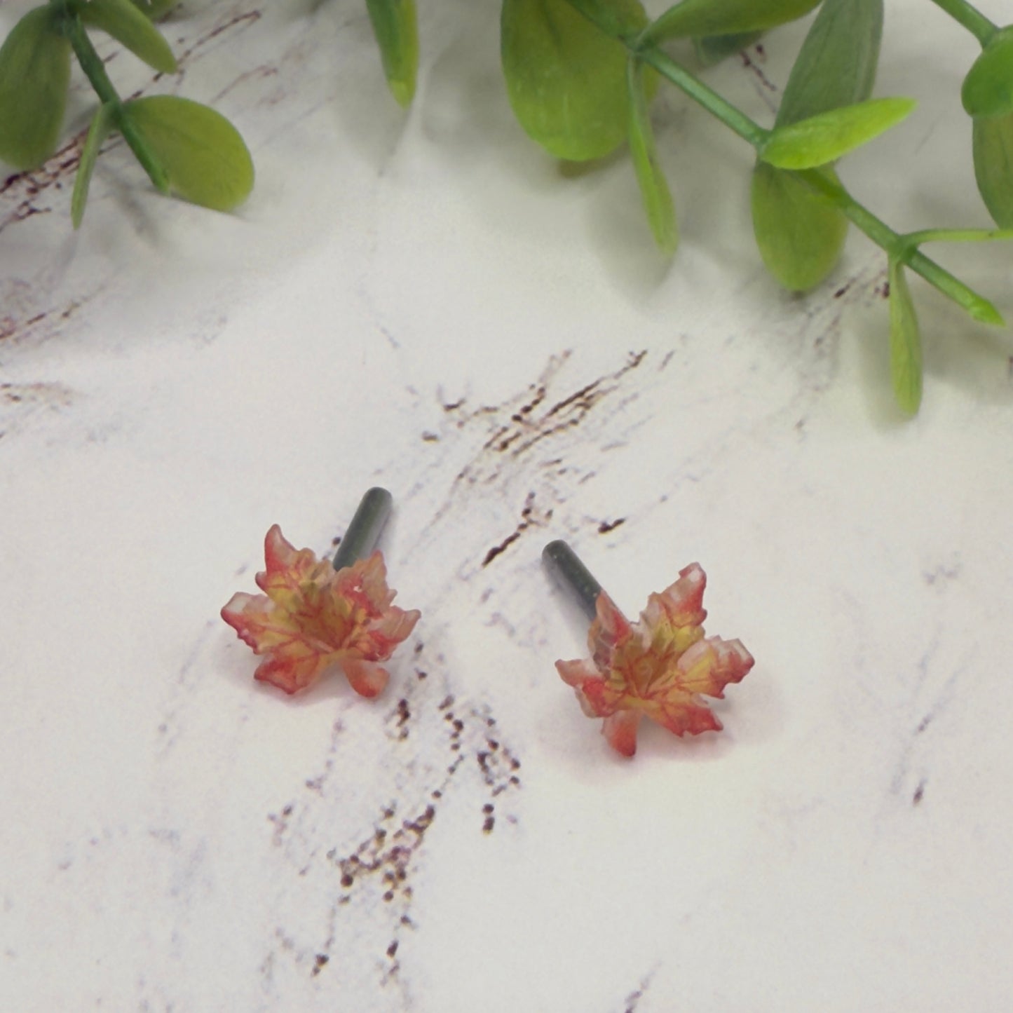 Autumn Maple Fall Leaf Post Doll Earrings • 2mm Post fit 18 Inch Fashion Doll