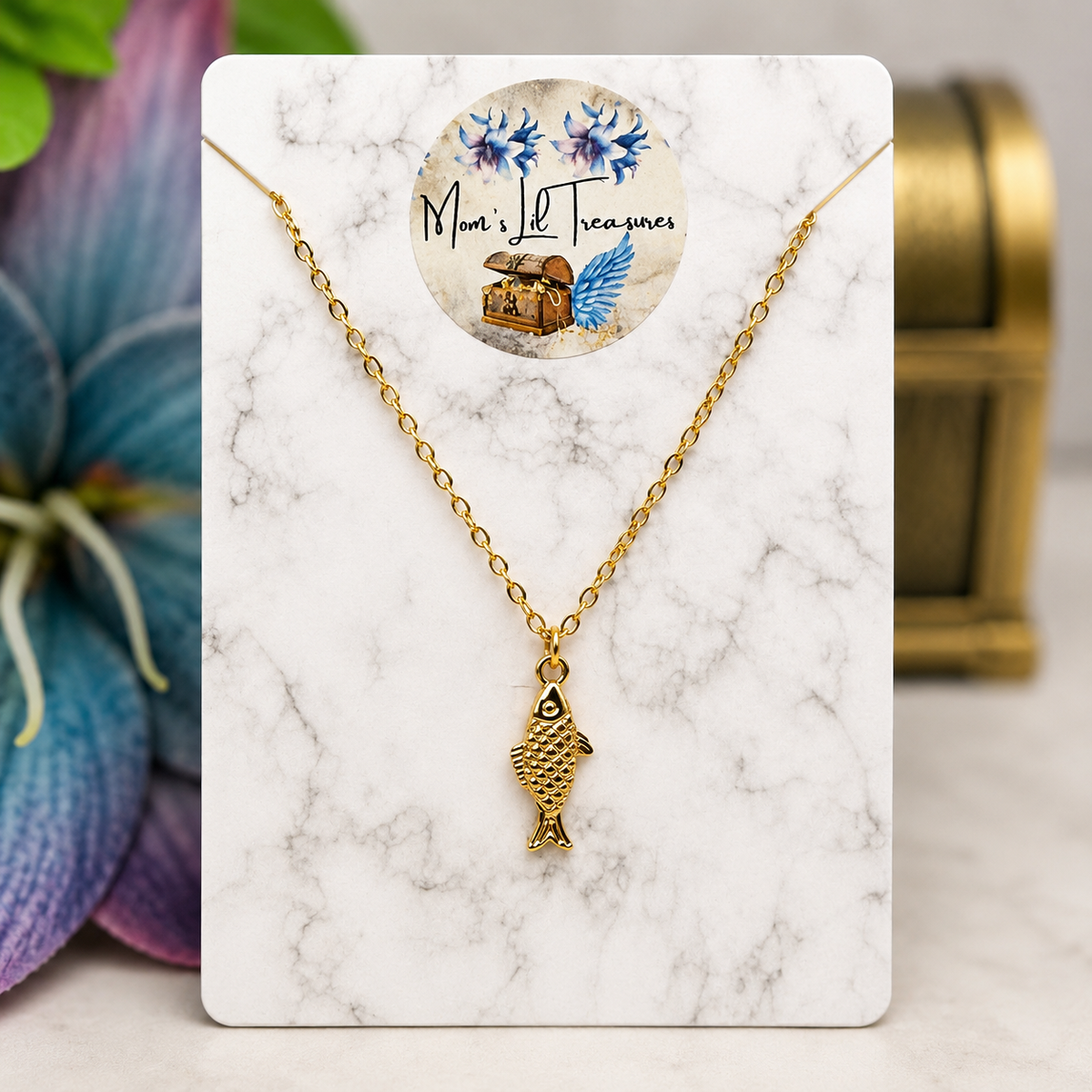 ✨ Handmade Doll Jewelry Designed to Fit popular 18 Inch Fashion Dolls: add a stylish touch to your favorite doll ✨

Fish Charm Gold Chain Doll Necklace