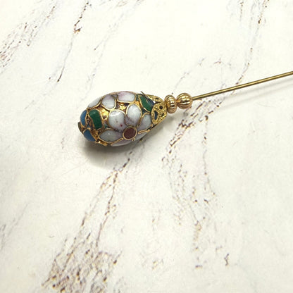 ✨ Handmade Vintage-Inspired Hatpin | Stick Pin | Hat Accessory | Sweater & Hijab Pin | Decorative Jewelry Gift for Her ✨

Floral Multi-colored Design Cloisonné Egg Shaped with Gold-tone Filigree Accent Hatpin - 6 Inch