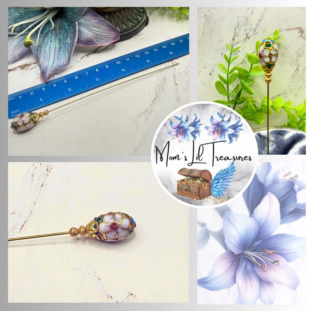 ✨ Handmade Vintage-Inspired Hatpin | Stick Pin | Hat Accessory | Sweater & Hijab Pin | Decorative Jewelry Gift for Her ✨

Floral Multi-colored Design Cloisonné Egg Shaped with Gold-tone Filigree Accent Hatpin - 6 Inch
