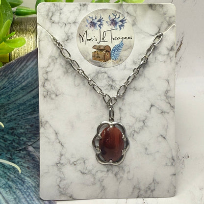 ✨Handmade Jewelry Designed to fit popular 17 to 20 cm (6 to 7 inch) Plushie Labubu Monster Dolls: add a stylish touch to your favorite plushie! ✨

Flower Shape Brown Glass Silver Pendant Chain Necklace
