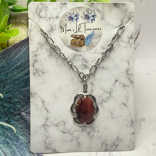 ✨Handmade Jewelry Designed to fit popular 17 to 20 cm (6 to 7 inch) Plushie Labubu Monster Dolls: add a stylish touch to your favorite plushie! ✨

Flower Shape Brown Glass Silver Pendant Chain Necklace