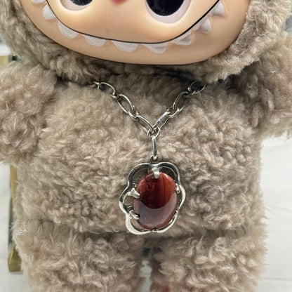 ✨Handmade Jewelry Designed to fit popular 17 to 20 cm (6 to 7 inch) Plushie Labubu Monster Dolls: add a stylish touch to your favorite plushie! ✨

Flower Shape Brown Glass Silver Pendant Chain Necklace