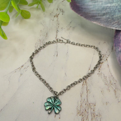 ✨ Handmade Doll Jewelry Designed to Fit popular 14 Inch Fashion Dolls: add a stylish touch to your favorite doll!✨

Four Leaf Clover Good Luck Green Enamel Silver Pendant Doll Necklace. The necklace is 6-3/8 inches long. 