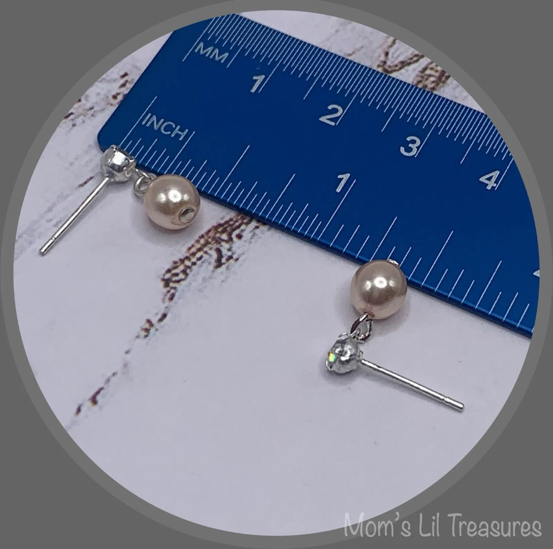 Light Pink Pearl Rhinestone Stud Dangle Earrings • 14 Inch Fashion Doll Jewelry