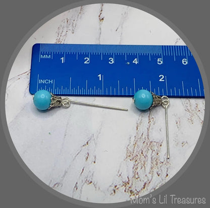 Light Turquoise Blue Dangle Doll Earrings • 18 Inch Fashion Doll Jewelry