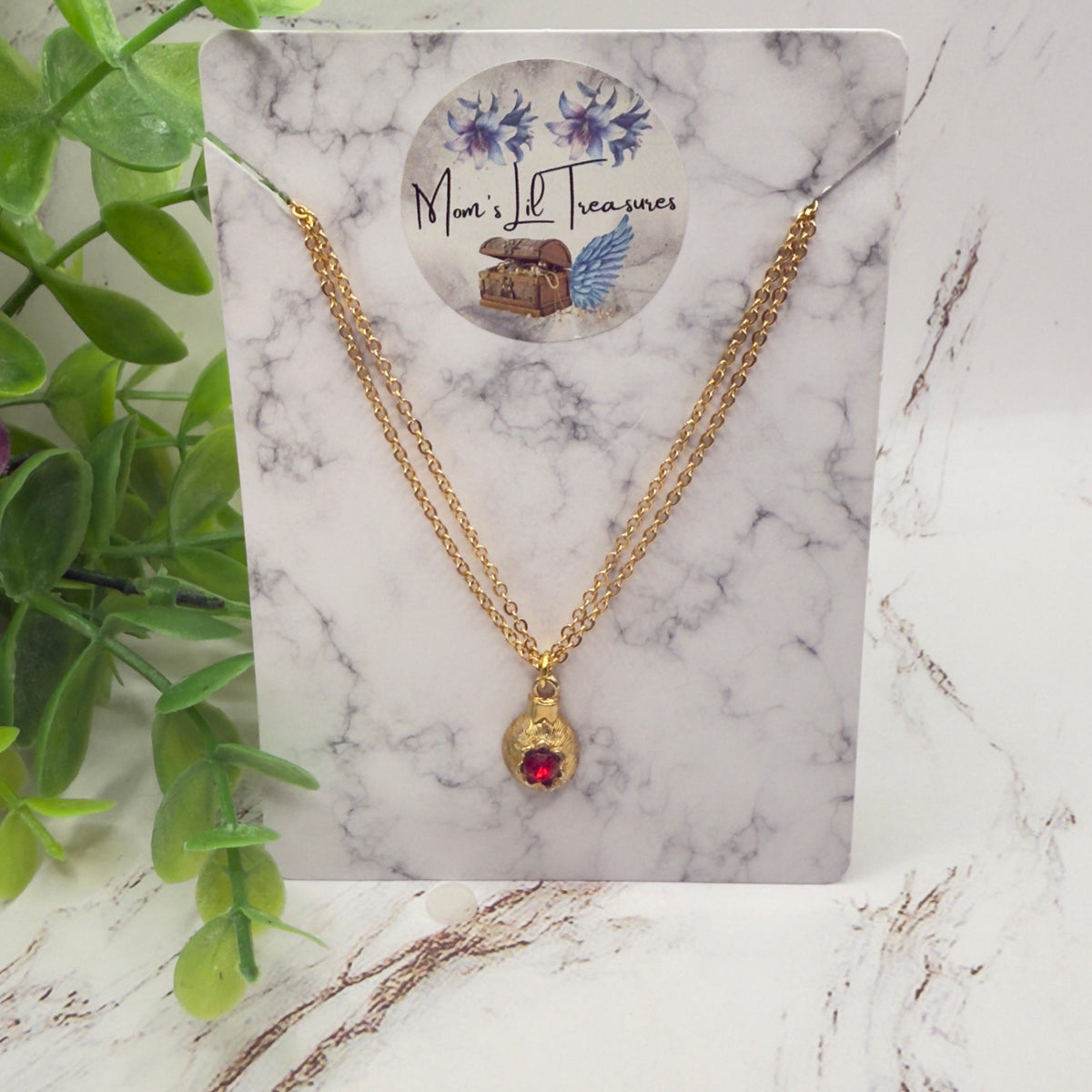 ✨Handmade  Jewelry for 18 Inch Fashion Dolls -  American Girl • Our Generation • Journey Girl • My Life As • Adora • and more✨

Gold Christmas Ornament Charm Red Rhinestone Doll Necklace