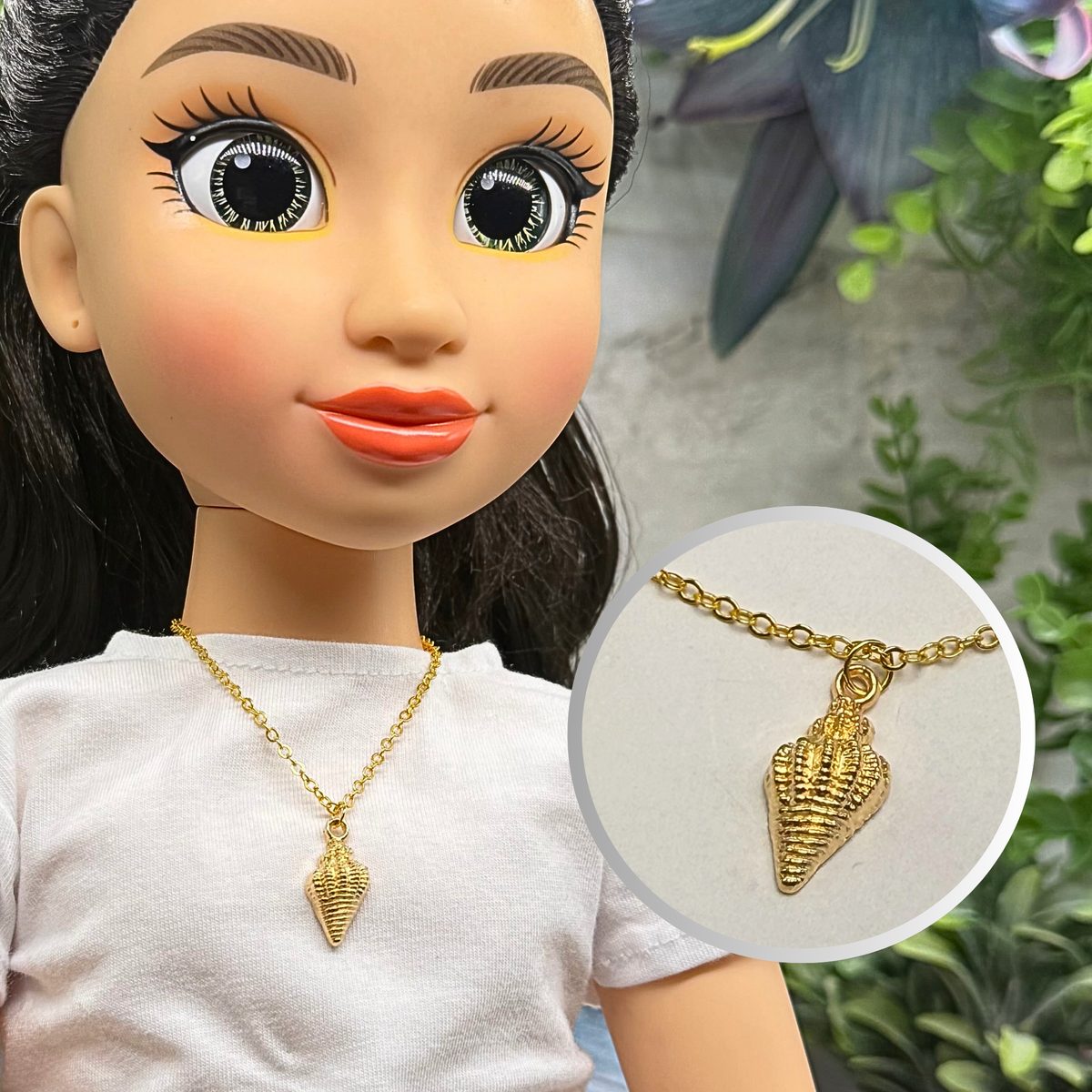 ✨ Handmade Doll Jewelry Designed to Fit popular 18 Inch Fashion Dolls: add a stylish touch to your favorite doll ✨

Gold Conch Shell Beach Charm Doll Necklace