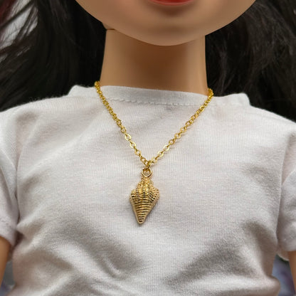 ✨ Handmade Doll Jewelry Designed to Fit popular 18 Inch Fashion Dolls: add a stylish touch to your favorite doll ✨

Gold Conch Shell Beach Charm Doll Necklace