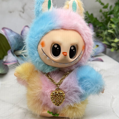 ✨Handmade Jewelry Designed to fit popular 17 to 20 cm (6 to 7 inch) Plushie Labubu Monster Dolls: add a stylish touch to your favorite plushie! ✨

Gold Filigree Design Puffy Heart Charm Necklace