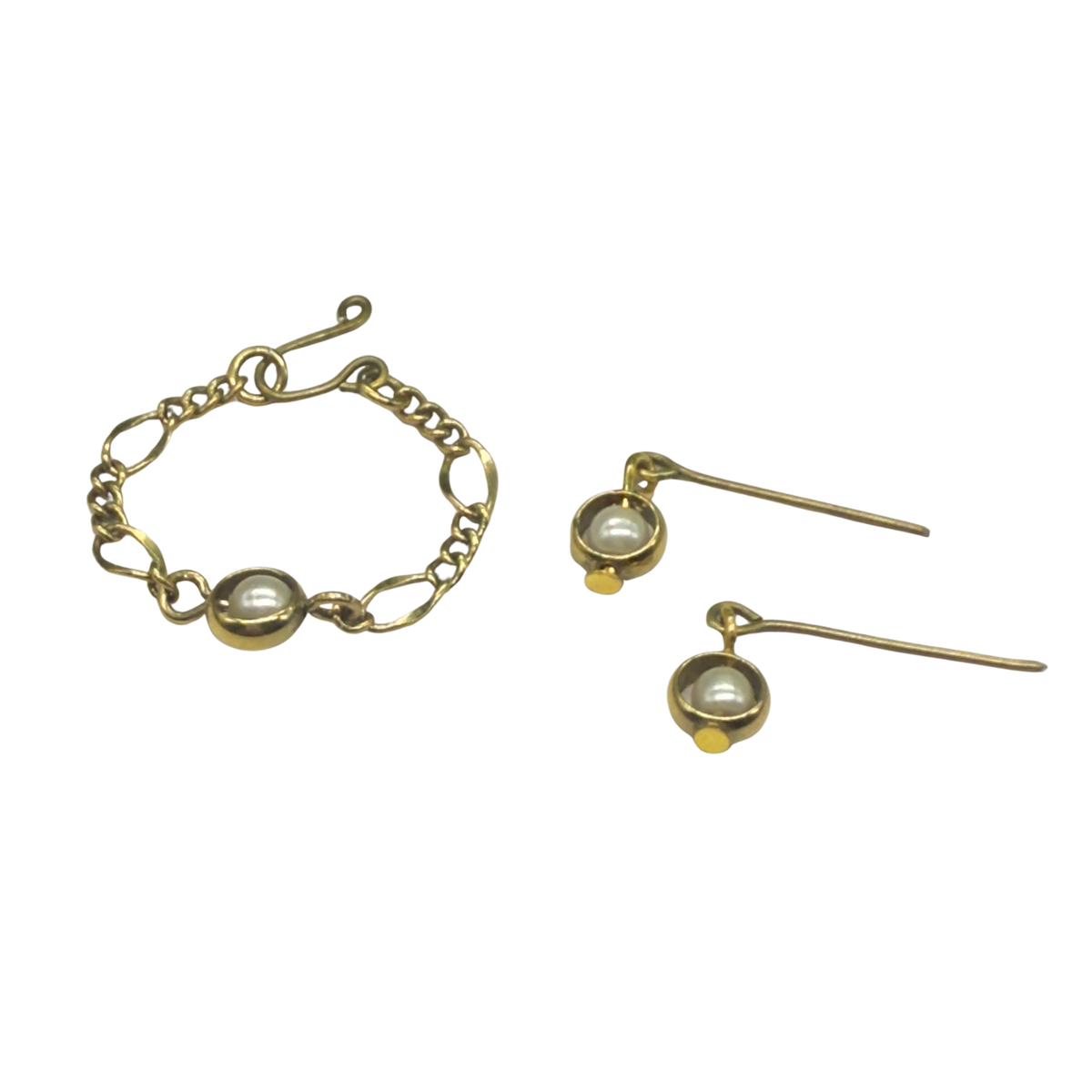 Gold Hoop Circle Pearl Chain Doll Necklace Earring Set • 16 Inch Fashion Doll Jewelry