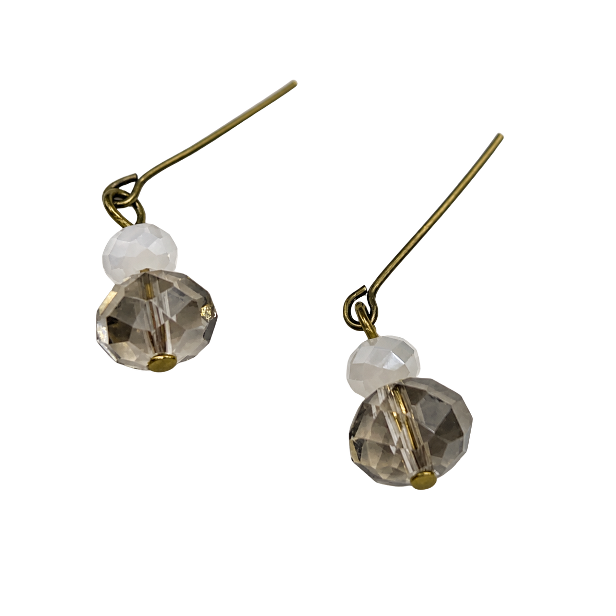 Handmade Doll Jewelry Designed to Fit popular 18-22 Inch Vintage Fashion Dolls: add a stylish touch to your favorite doll!
Gray and Milky white translucent Crystal Dangle Doll Earrings