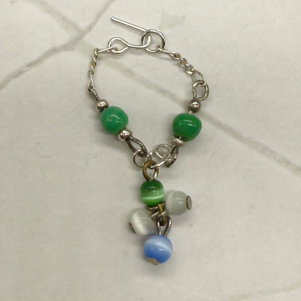 Handmade Doll Jewelry for 10-12” Fashion Trend - 1:6 Size Dolls: add a stylish touch to your favorite doll!
Green Blue White Dangle Doll Necklace