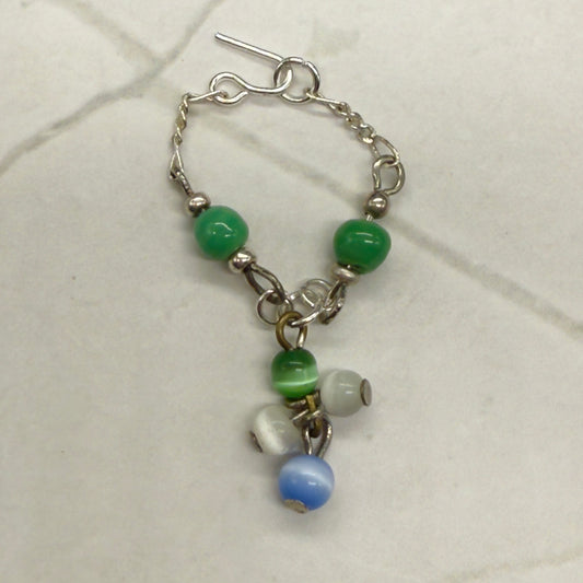 Handmade Doll Jewelry for 10-12” Fashion Trend - 1:6 Size Dolls: add a stylish touch to your favorite doll!
Green Blue White Dangle Doll Necklace