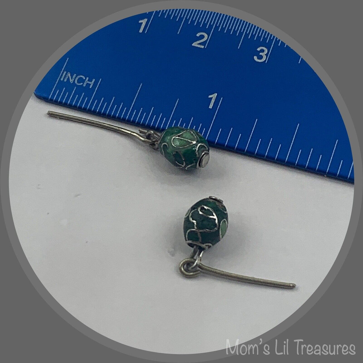 ✨ Handmade Doll Jewelry Designed to Fit popular 14 Inch Fashion Dolls: add a stylish touch to your favorite doll!✨

Green cloisonné Bead with flower design dangle doll earrings.