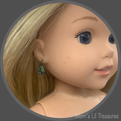 ✨ Handmade Doll Jewelry Designed to Fit popular 14 Inch Fashion Dolls: add a stylish touch to your favorite doll!✨

Green cloisonné Bead with flower design dangle doll earrings.