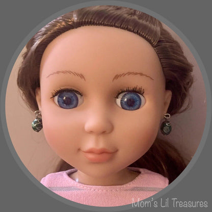 ✨ Handmade Doll Jewelry Designed to Fit popular 14 Inch Fashion Dolls: add a stylish touch to your favorite doll!✨

Green cloisonné Bead with flower design dangle doll earrings.