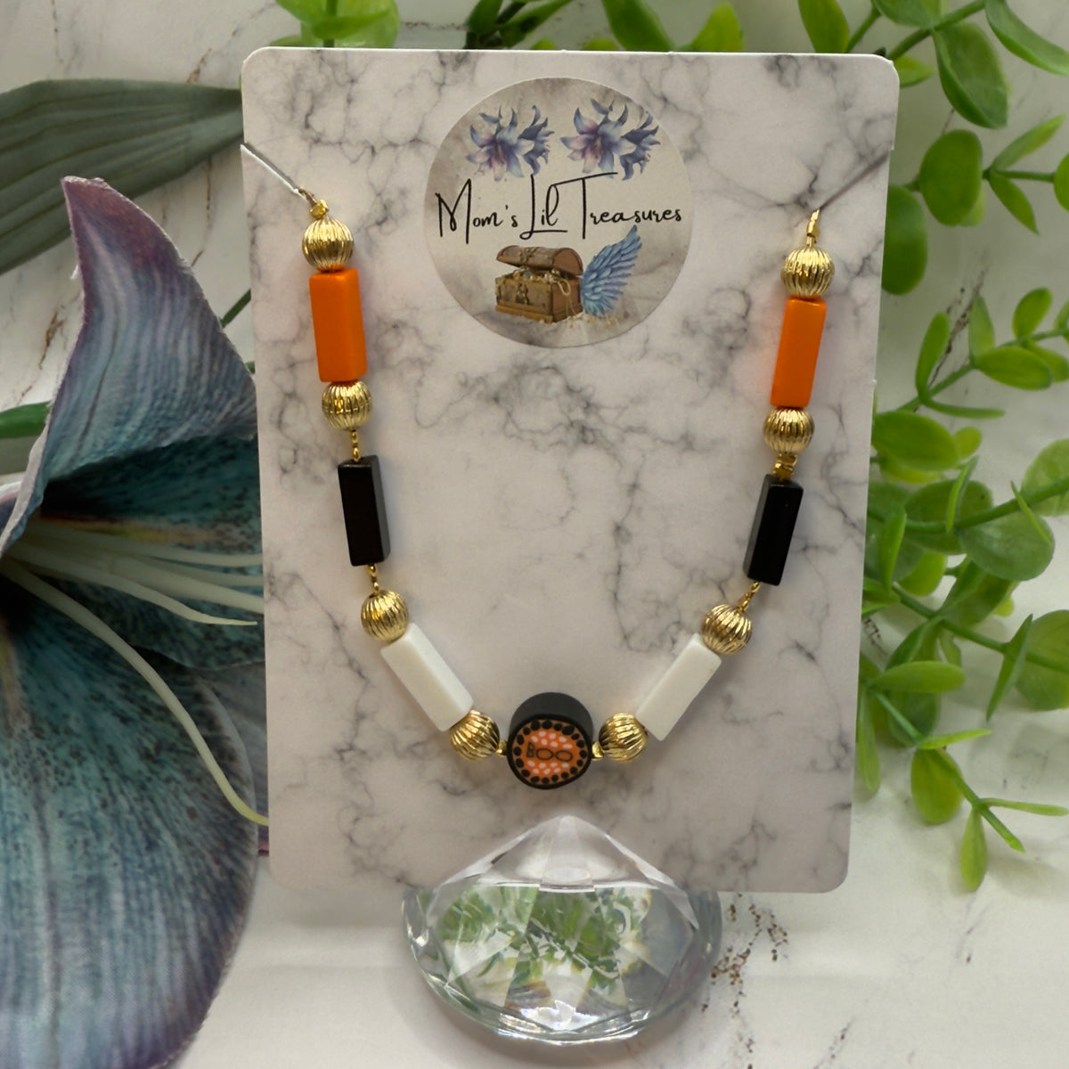Handmade Doll Jewelry Designed to Fit popular 18 Inch Fashion Dolls: add some “Spooky Halloween 🎃” style to your favorite doll! Halloween Boo Choker Acrylic Beaded Doll Necklace