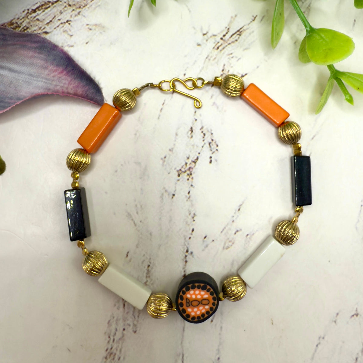 Handmade Doll Jewelry Designed to Fit popular 18 Inch Fashion Dolls: add some “Spooky Halloween 🎃” style to your favorite doll! Halloween Boo Choker Acrylic Beaded Doll Necklace
