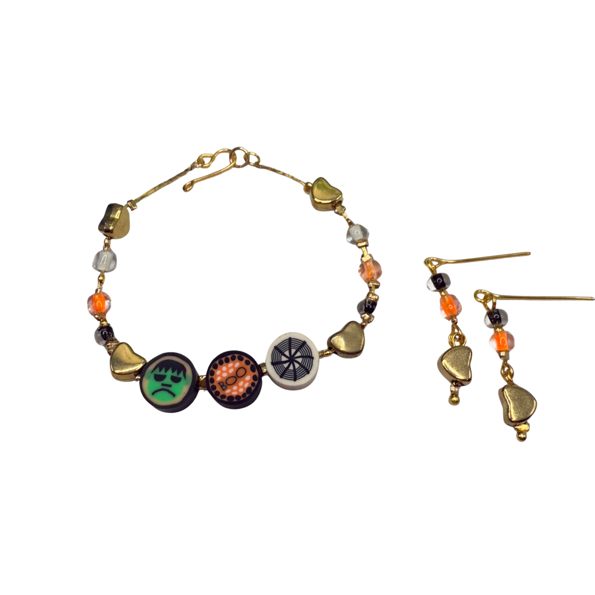 ✨Handmade Doll Jewelry Designed to Fit popular 18 Inch Fashion Dolls: add some “Spooky Halloween 🎃” style to your favorite doll!✨

Halloween Boo Spider Web Frankenstein Acrylic Silicone Beaded Doll Necklace and Earrings Set
