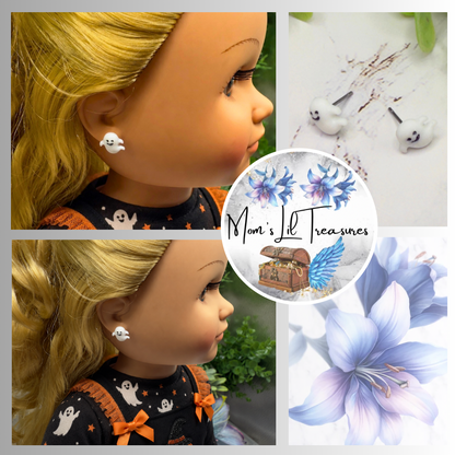 Handmade Doll Jewelry Designed to Fit popular 18 Inch Fashion Dolls: add some “Spooky Halloween 🎃” style to your favorite doll! Ghost Halloween Post Doll Earrings