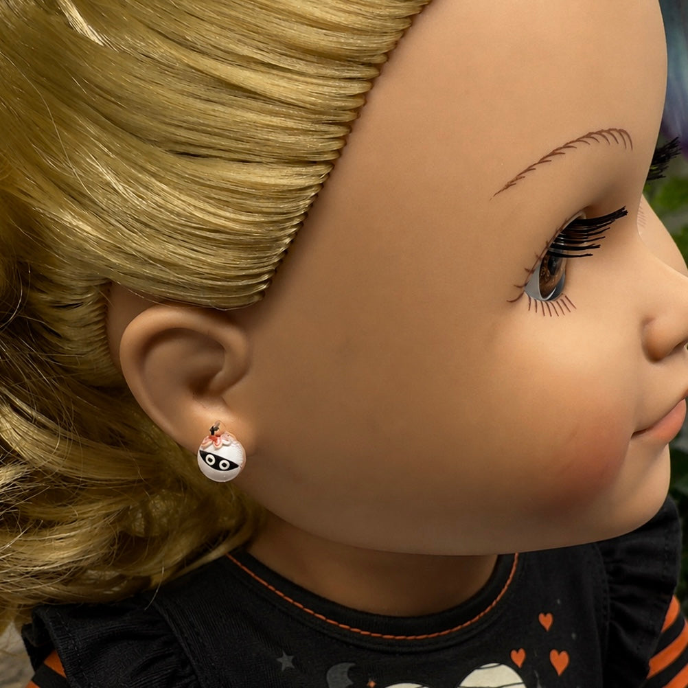 Handmade Doll Jewelry Designed to Fit popular 18 Inch Fashion Dolls: add some “Spooky Halloween 🎃” style to your favorite doll! Mummy Halloween Silicone Plastic Post Doll Earrings