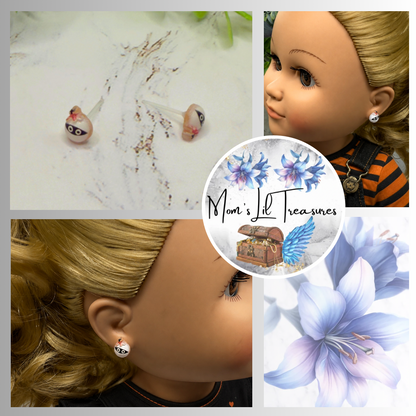 Handmade Doll Jewelry Designed to Fit popular 18 Inch Fashion Dolls: add some “Spooky Halloween 🎃” style to your favorite doll! Mummy Halloween Silicone Plastic Post Doll Earrings