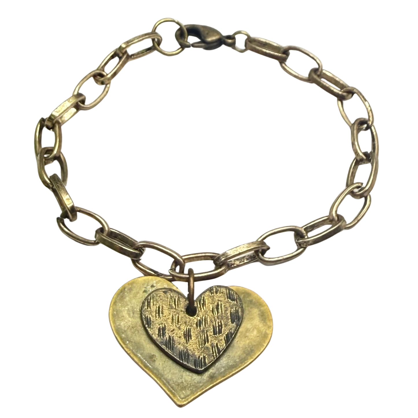 ✨Handmade Jewelry Designed to fit popular 17 to 20 cm (6 to 7 inch) Plushie Labubu Monster Dolls: add a stylish touch to your favorite plushie! ✨

Hammered 2 Tone Bronze Heart Charm Chunky Oval Link Necklace
