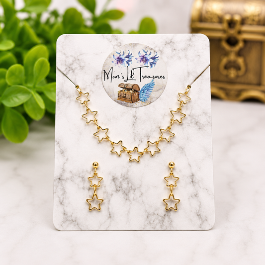 Open Work Gold Star Chain Doll Necklace & Earrings Set for 10-12 Inch 1:6 Fashion Doll