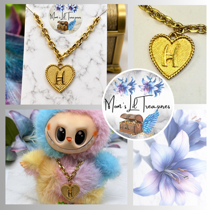 ✨Handmade Jewelry Designed to fit popular 17 to 20 cm (6 to 7 inch) Plushie Labubu Monster Dolls: add a stylish touch to your favorite plushie! ✨

Initial H Gold Heart Pendant Necklace
