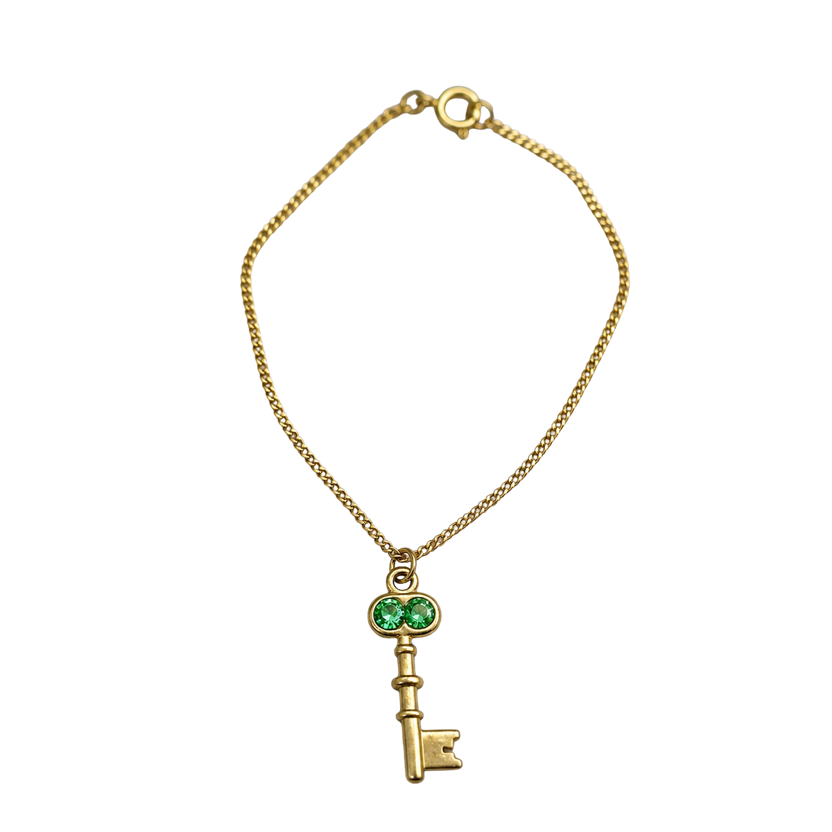 ✨Handmade Doll Jewelry Designed to Fit popular 18 Inch Fashion Dolls: add a stylish touch to your favorite doll!✨

Gold Key Pendant with Green Rhinestone Accent Doll Necklace.
