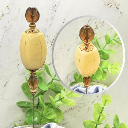 ✨ Handmade Vintage-Inspired Hatpin | Stick Pin | Hat Accessory | Sweater & Hijab Pin | Decorative Jewelry Gift for Her ✨

Large Rounded Rectangular Acrylic Ivory Color Central Bead Gold Tone Filigree Amber Color Faceted Glass Crystal Hatpin - 7.25 Inch