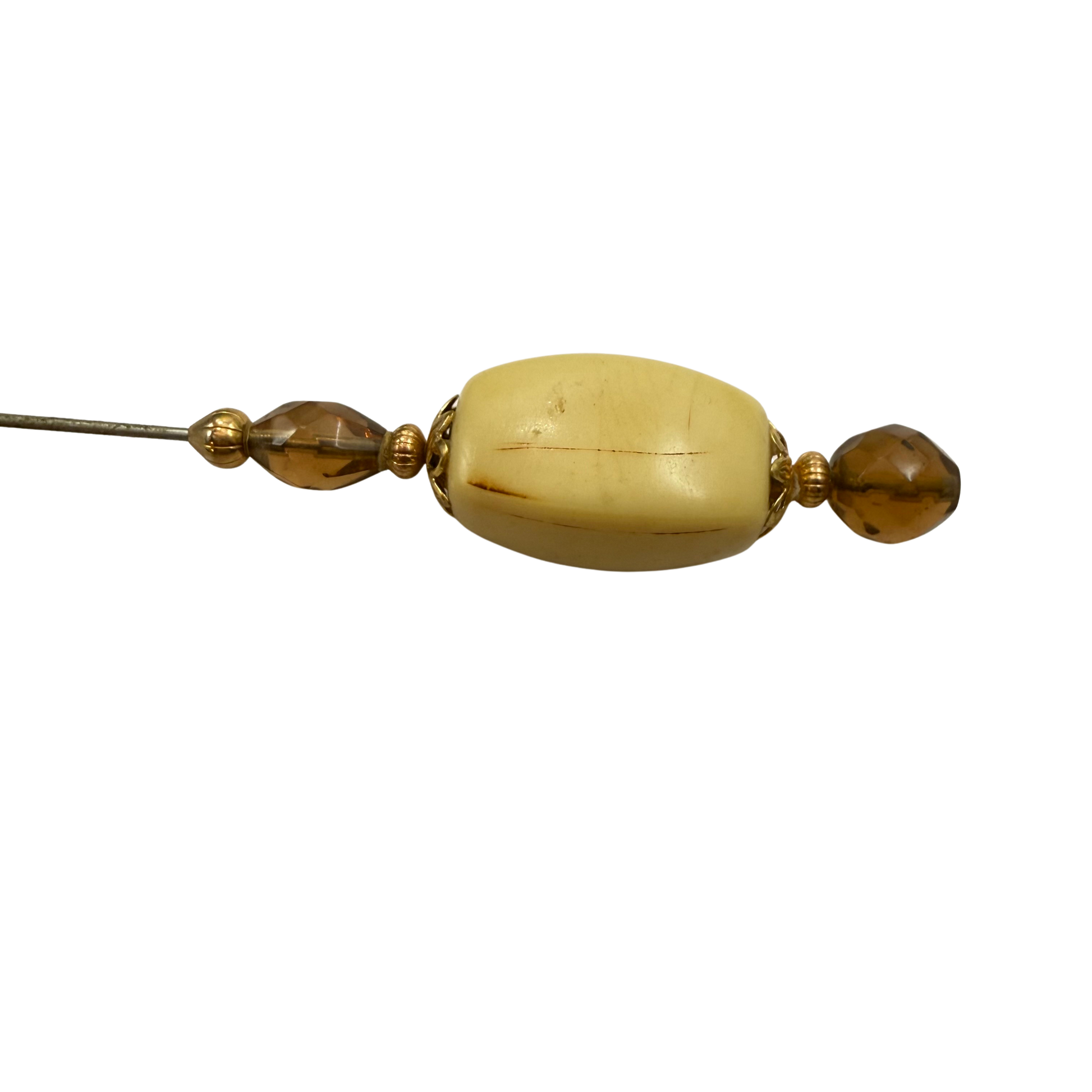 ✨ Handmade Vintage-Inspired Hatpin | Stick Pin | Hat Accessory | Sweater & Hijab Pin | Decorative Jewelry Gift for Her ✨

Large Rounded Rectangular Acrylic Ivory Color Central Bead Gold Tone Filigree Amber Color Faceted Glass Crystal Hatpin - 7.25 Inch