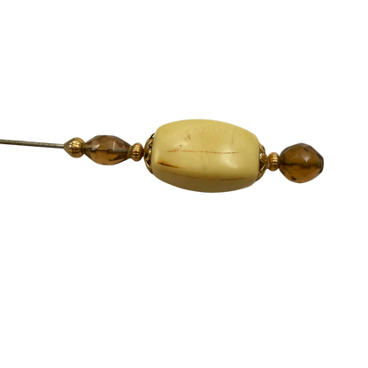 ✨ Handmade Vintage-Inspired Hatpin | Stick Pin | Hat Accessory | Sweater & Hijab Pin | Decorative Jewelry Gift for Her ✨

Large Rounded Rectangular Acrylic Ivory Color Central Bead Gold Tone Filigree Amber Color Faceted Glass Crystal Hatpin - 7.25 Inch