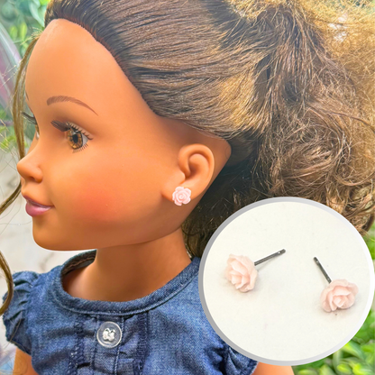 ✨ Handmade Doll Jewelry Designed to Fit popular 18 Inch Fashion Dolls: add a stylish touch to your favorite doll ✨

Light Beige Pink Rose Flower Post Doll Earrings
