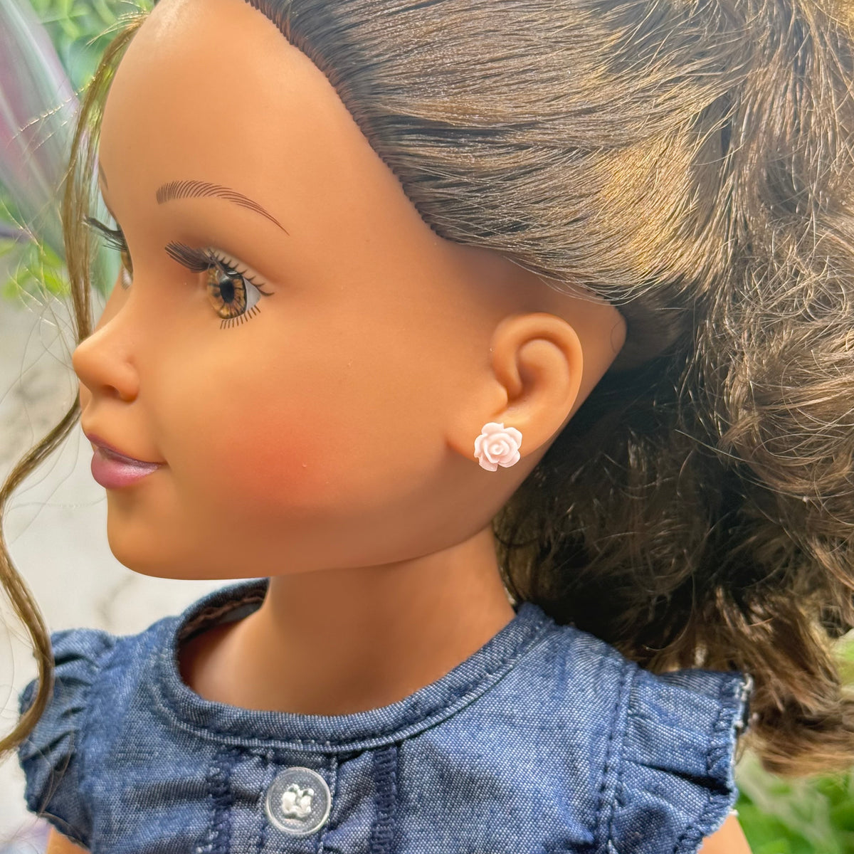 ✨ Handmade Doll Jewelry Designed to Fit popular 18 Inch Fashion Dolls: add a stylish touch to your favorite doll ✨

Light Beige Pink Rose Flower Post Doll Earrings
