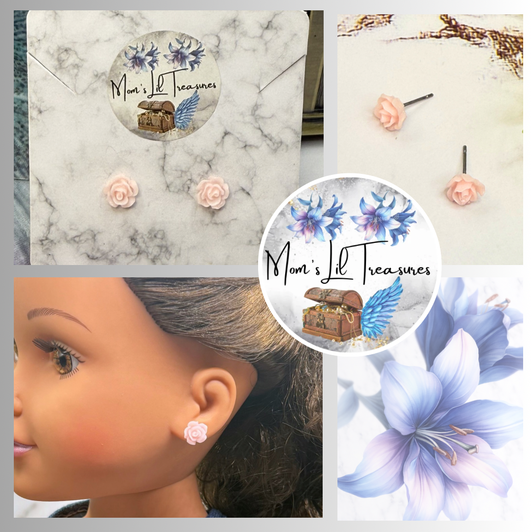 ✨ Handmade Doll Jewelry Designed to Fit popular 18 Inch Fashion Dolls: add a stylish touch to your favorite doll ✨

Light Beige Pink Rose Flower Post Doll Earrings
