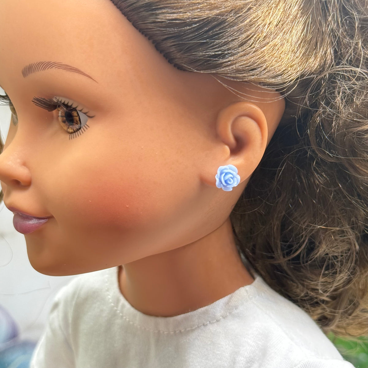 ✨ Handmade Doll Jewelry Designed to Fit popular 18 Inch Fashion Dolls: add a stylish touch to your favorite doll ✨

Light Blue Rose Flower Post Doll Earings